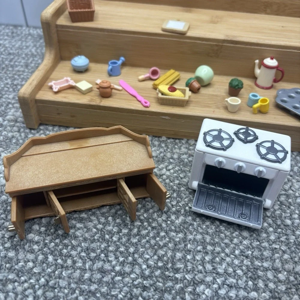 Epoch Calico Critters Kitchen Dollhouse Furniture VTG Tiny Foods Too Cute